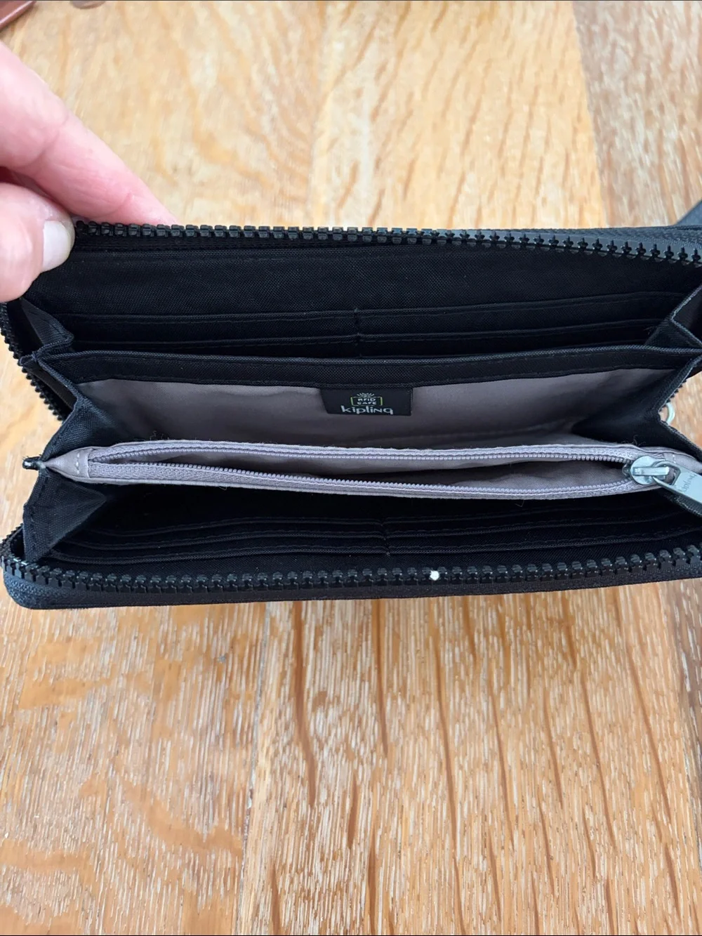 Kipling Black Zip Wristlet with Logo Emblem
